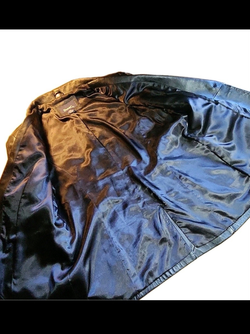 Denim & Co. Womens Black Leather Blazer Jacket Button Lined Pockets Size L FLAWS - Picture 12 of 12